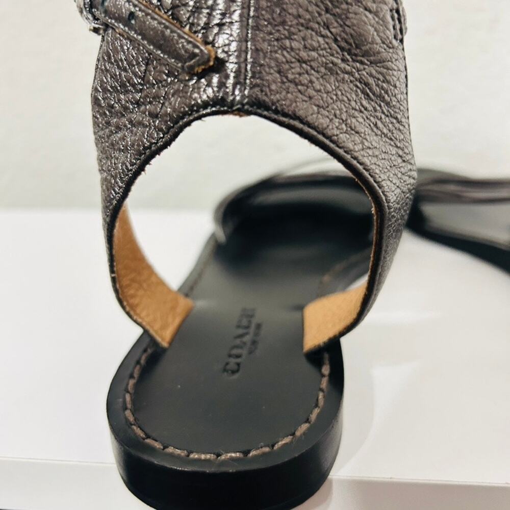 Coach Melynda Pewter Leather Cage Strappy Gladiator Adjacent Sandals Size 6 - Picture 7 of 11